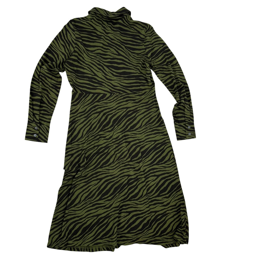 Boden Olive Green Zebra-Print Midi Shirt Dress - Picture 3 of 7